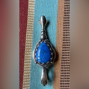 Carolyn Pollack sterling and lapis squash blossom hinge bale pendant